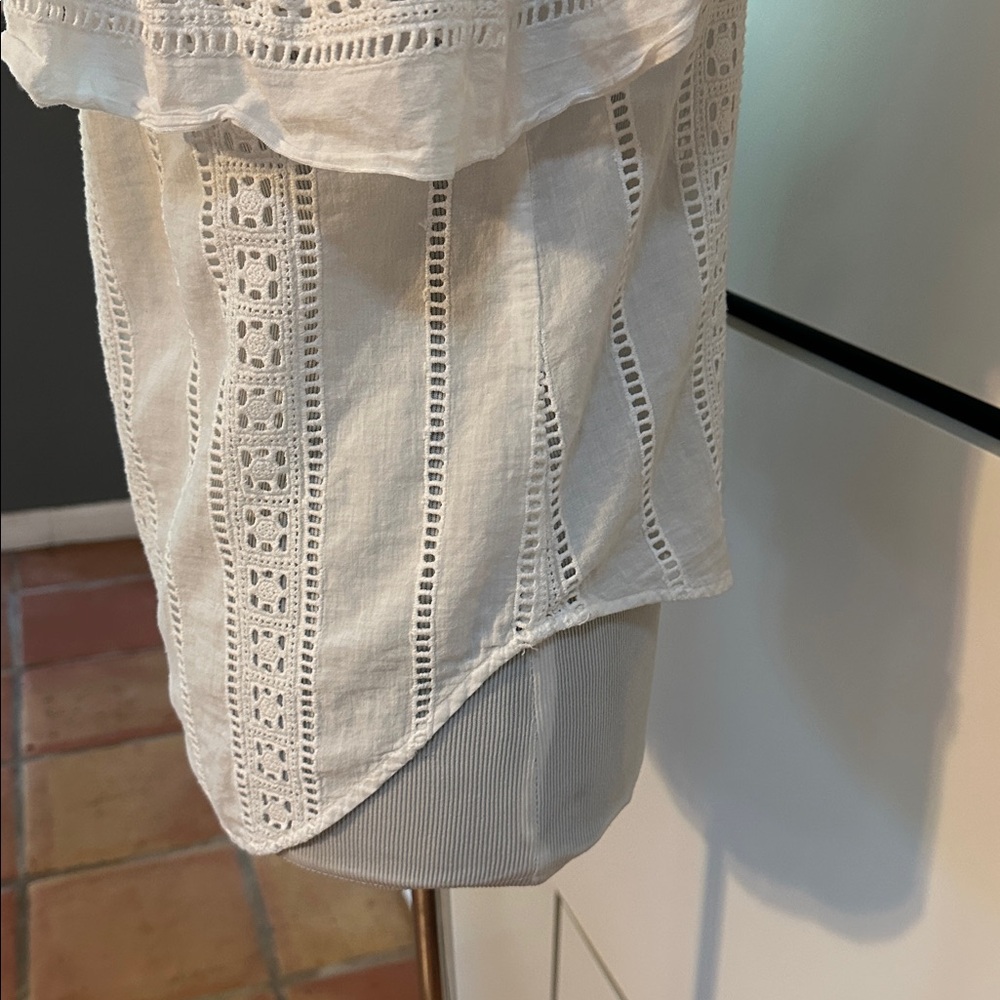 Veronica Beard Cruz Eyelet One Shoulder Top Ruffle White Blouse - Picture 5 of 10